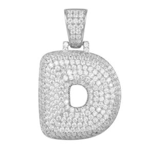 Iced Out Premium Bling 925 Sterling Silver Letter Pendant A, B, C, D....Z - D vyobraziť