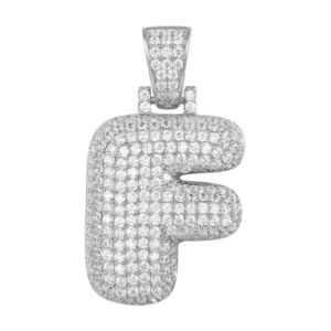 Iced Out Premium Bling 925 Sterling Silver Letter Pendant A, B, C, D....Z - F vyobraziť