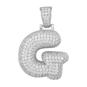 Iced Out Premium Bling 925 Sterling Silver Letter Pendant A, B, C, D....Z - G vyobraziť