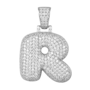 Iced Out Premium Bling 925 Sterling Silver Letter Pendant A, B, C, D....Z - R vyobraziť