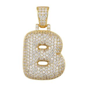 Iced Out Premium Bling 925 Sterling Silver Letter Pendant A, B, C, D....Z Gold - B vyobraziť