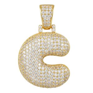 Iced Out Premium Bling 925 Sterling Silver Letter Pendant A, B, C, D....Z Gold - C vyobraziť