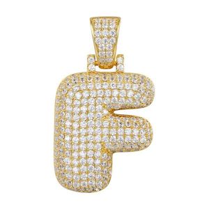 Iced Out Premium Bling 925 Sterling Silver Letter Pendant A, B, C, D....Z Gold - F vyobraziť
