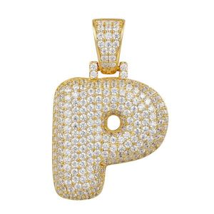 Iced Out Premium Bling 925 Sterling Silver Letter Pendant A, B, C, D....Z Gold - P vyobraziť