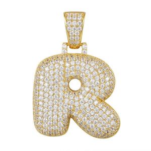 Iced Out Premium Bling 925 Sterling Silver Letter Pendant A, B, C, D....Z Gold - R vyobraziť