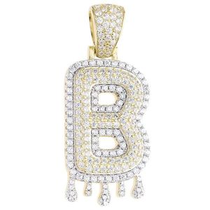 Iced Out Premium Bling 925 Sterling Silver Letter Pendant A, B, C, D....Z Gold - B vyobraziť