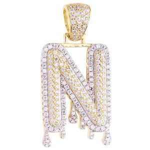 Iced Out Premium Bling 925 Sterling Silver Letter Pendant A, B, C, D....Z Gold - N vyobraziť