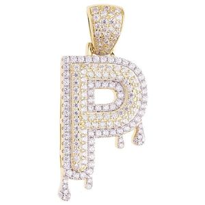 Iced Out Premium Bling 925 Sterling Silver Letter Pendant A, B, C, D....Z Gold - P vyobraziť