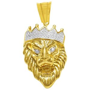 Iced Out 925 Sterling Silver Micro Pave Pendant - KING LION gold - Uni vyobraziť