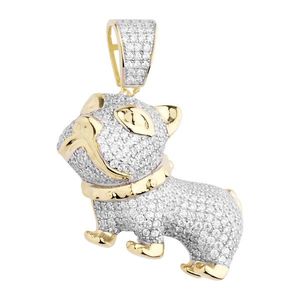 Iced Out Premium Bling - 925 Sterling Silver 3D Dog Pendant gold - Uni vyobraziť