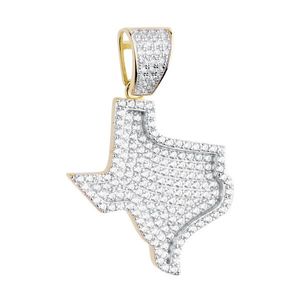 Iced Out Premium Bling - 925 Sterling Silver Texas State Pendant gold - Uni vyobraziť