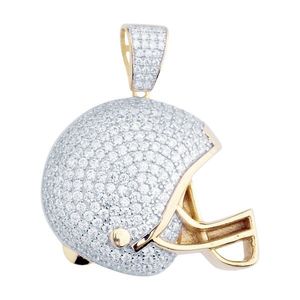 Iced Out Premium Bling - 925 Sterling Silver Football Helmet Pendant Gold - Uni vyobraziť