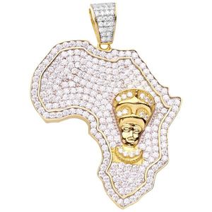 Iced Out Premium Bling 925 Sterling Silver Africa Pendant gold - Uni vyobraziť
