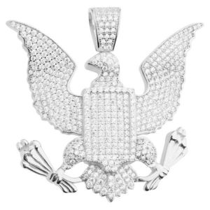Iced Out Premium Bling 925 Sterling Silver Great Seal Eagle Pendant - Uni vyobraziť