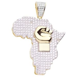 Iced Out Premium Bling 925 Sterling Silver Africa Power Pendant gold - Uni vyobraziť