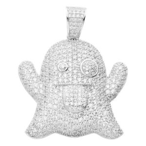 Iced Out Premium Bling - 925 Sterling Silver GHOST Pendant - Uni vyobraziť