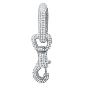 Iced Out 925 Sterling Silver Micro Pave Pendant - Carabiner - Uni vyobraziť