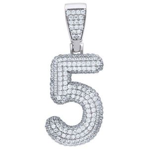 Iced Out Premium Bling 925 Sterling Silver 48mm Pendant Number 0, 1, 2, 3....9 - 5 vyobraziť
