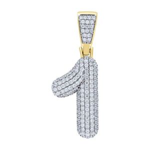 Iced Out Premium Bling 925 Sterling Silver 48mm Pendant Number 0, 1, 2, 3....9 Gold - 1 vyobraziť