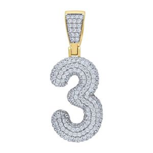 Iced Out Premium Bling 925 Sterling Silver 48mm Pendant Number 0, 1, 2, 3....9 Gold - 3 vyobraziť