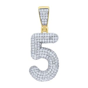 Iced Out Premium Bling 925 Sterling Silver 48mm Pendant Number 0, 1, 2, 3....9 Gold - 5 vyobraziť