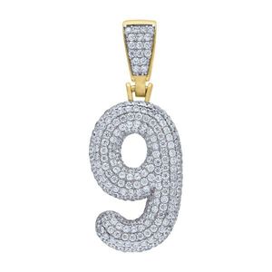 Iced Out Premium Bling 925 Sterling Silver 48mm Pendant Number 0, 1, 2, 3....9 Gold - 9 vyobraziť