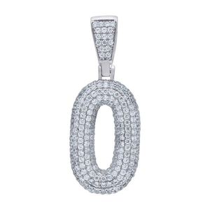 Iced Out Premium Bling 925 Sterling Silver 38mm Pendant Number 1, 2, 3, 4....9 - 0 vyobraziť