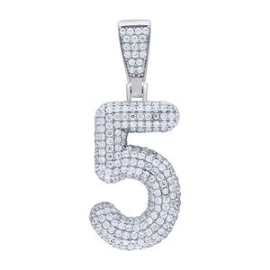 Iced Out Premium Bling 925 Sterling Silver 38mm Pendant Number 1, 2, 3, 4....9 - 5 vyobraziť