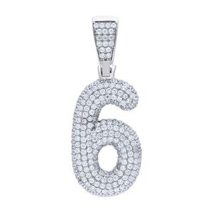 Iced Out Premium Bling 925 Sterling Silver 38mm Pendant Number 1, 2, 3, 4....9 - 6 vyobraziť