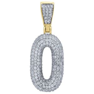 Iced Out Premium Bling 925 Sterling Silver 38mm Pendant Number 1, 2, 3, 4....9 Gold - 0 vyobraziť