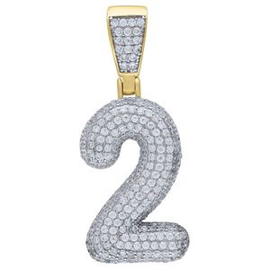 Iced Out Premium Bling 925 Sterling Silver 38mm Pendant Number 1, 2, 3, 4....9 Gold - 2 vyobraziť