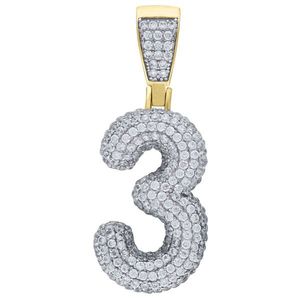 Iced Out Premium Bling 925 Sterling Silver 38mm Pendant Number 1, 2, 3, 4....9 Gold - 3 vyobraziť