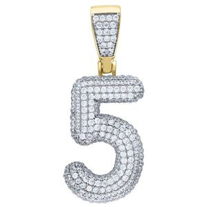 Iced Out Premium Bling 925 Sterling Silver 38mm Pendant Number 1, 2, 3, 4....9 Gold - 5 vyobraziť