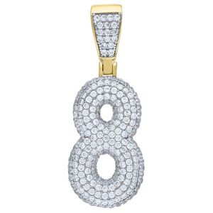 Iced Out Premium Bling 925 Sterling Silver 38mm Pendant Number 1, 2, 3, 4....9 Gold - 8 vyobraziť