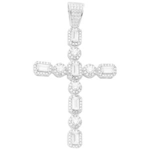Iced Out Premium Bling - 925 Sterling Silver Cross Pendant - Uni vyobraziť