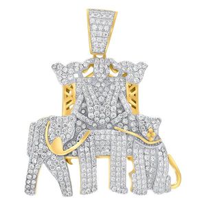 Iced Out Premium Bling - 925 Sterling Silver 3D Elephants gold - Uni vyobraziť