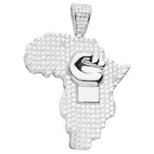 Iced Out Premium Bling 925 Sterling Silver Africa Power Pendant - Uni vyobraziť