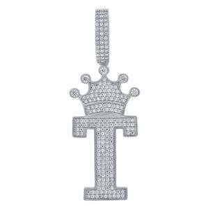 Iced Out Premium Bling - 925 Sterling Silver Letter Pendant King A, B, C, D.... Z - T vyobraziť