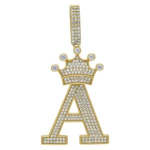 Iced Out Premium Bling - 925 Sterling Silver Letter Pendant King A, B, C, D.... Z Gold - U vyobraziť