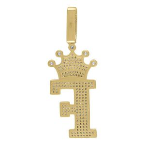 Iced Out Premium Bling - 925 Sterling Silver Letter Pendant King A, B, C, D.... Z Gold - F vyobraziť
