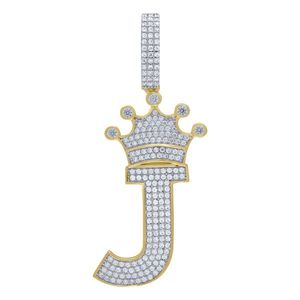 Iced Out Premium Bling - 925 Sterling Silver Letter Pendant King A, B, C, D.... Z Gold - J vyobraziť