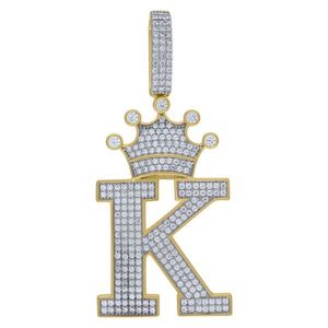 Iced Out Premium Bling - 925 Sterling Silver Letter Pendant King A, B, C, D.... Z Gold - K vyobraziť
