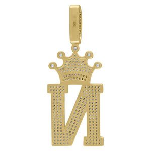 Iced Out Premium Bling - 925 Sterling Silver Letter Pendant King A, B, C, D.... Z Gold - N vyobraziť