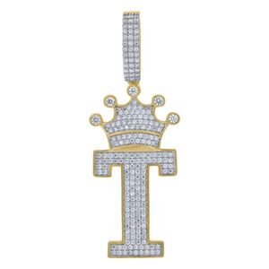 Iced Out Premium Bling - 925 Sterling Silver Letter Pendant King A, B, C, D.... Z Gold - T vyobraziť