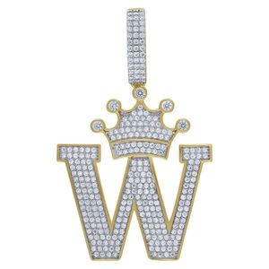 Iced Out Premium Bling - 925 Sterling Silver Letter Pendant King A, B, C, D.... Z Gold - W vyobraziť