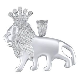 Iced Out Premium Bling - 925 Sterling Silver KING LION Pendant - Uni vyobraziť