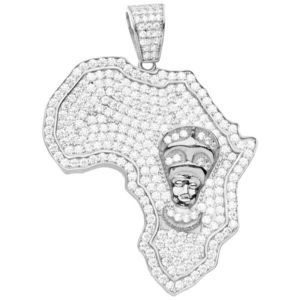 Iced Out Premium Bling 925 Sterling Silver Africa Pendant - Uni vyobraziť