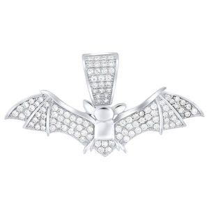 Iced Out Premium Bling 925 Sterling Silver Bat Pendant - Uni vyobraziť