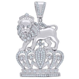 Iced Out Premium Bling - 925 Sterling Silver KING LION Pendant - Uni vyobraziť