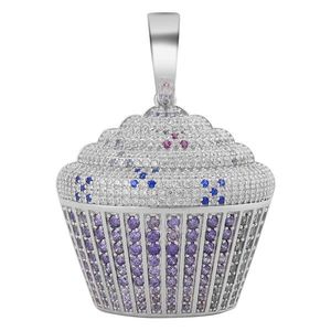 Iced Out 925 Sterling Silver Micro Pave Pendant - CUP CAKE - Uni vyobraziť